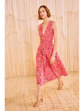 Ulla Johnson Sylvie 100% Silk Peony Print Dress, $790 NWT, Size 12–#2633
